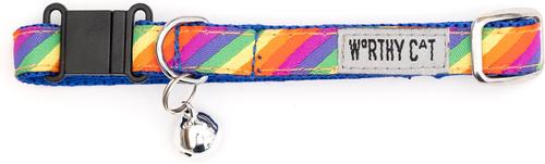 Show full view: The Worthy Dog Rainbow Cat Collar, Multicolored, 9 to 11-in neck, 1/2-in wide slide 2 of 4