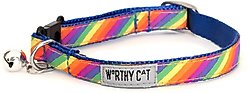The Worthy Dog Rainbow Cat Collar, Multicolored, 9 to 11-in neck, 1/2-in wide