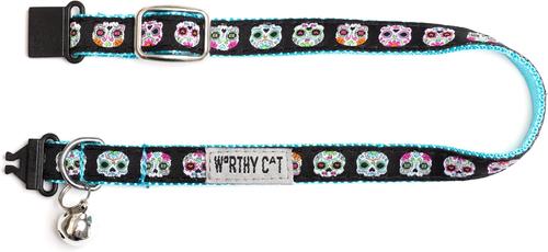 Show full view: The Worthy Dog Skeletons Cat Collar, Black, 9 to 11-in neck, 1/2-in wide slide 4 of 4