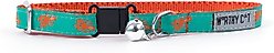 The Worthy Dog Lobsters Cat Collar, Teal, 9 to 11-in neck, 1/2-in wide