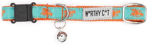 Show full view: The Worthy Dog Lobsters Cat Collar, Teal, 9 to 11-in neck, 1/2-in wide slide 2 of 3