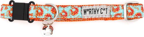 Show full view: The Worthy Dog Shrimp Cat Collar, Blue, 9 to 11-in neck, 1/2-in wide slide 2 of 3