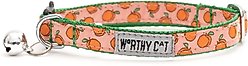 The Worthy Dog Peachy Keen Cat Collar, Peach, 9 to 11-in neck, 1/2-in wide
