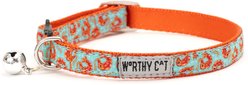 The Worthy Dog Shrimp Cat Collar, Blue, 9 to 11-in neck, 1/2-in wide
