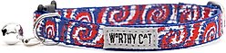 The Worthy Dog Kaleidoscope Cat Collar, Red/White/Blue, 9 to 11-in neck, 1/2-in wide
