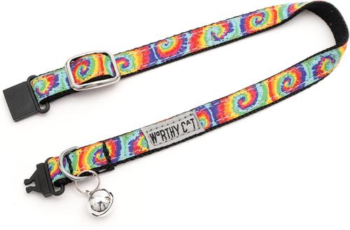 Show full view: The Worthy Dog Kaleidoscope Cat Collar, Multicolored, 9 to 11-in neck, 1/2-in wide slide 3 of 3