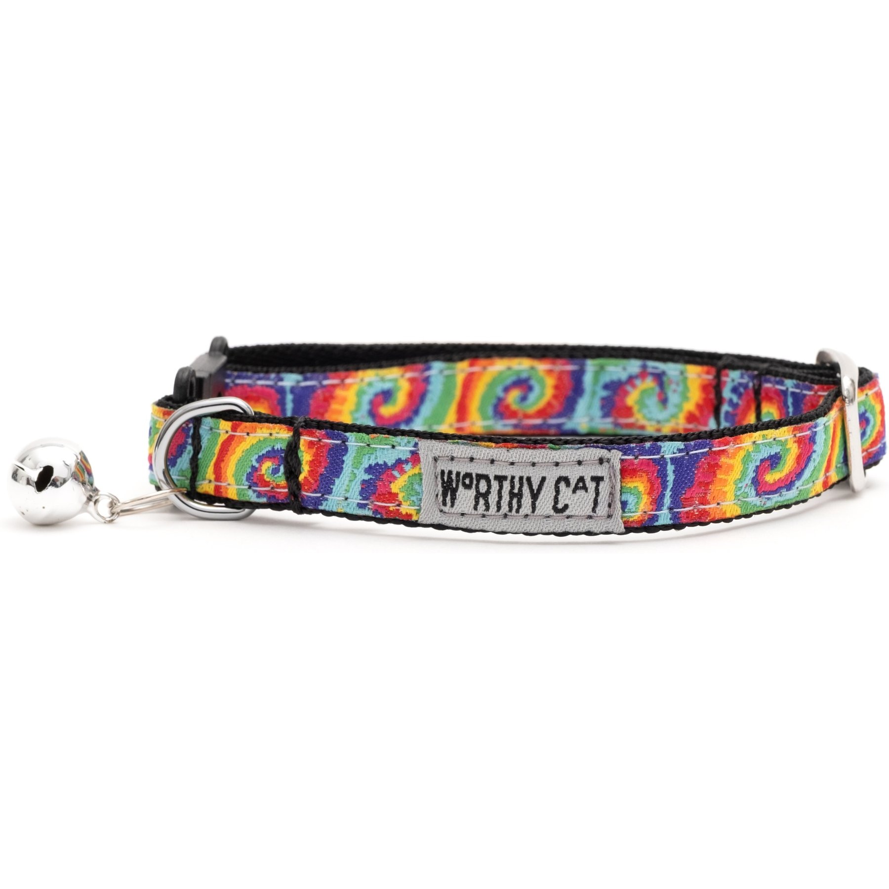 The Worthy Dog Kaleidoscope Cat Collar, Multicolored, 9 to 11-in neck, 1/2-in wide