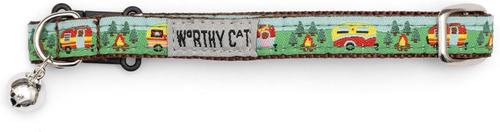 Show full view: The Worthy Dog Happy Camper Cat Collar, Multicolored, 9 to 11-in neck, 1/2-in wide slide 2 of 3