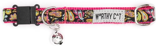 Show full view: The Worthy Dog Floral Paisley Cat Collar, Black, 9 to 11-in neck, 1/2-in wide slide 3 of 4
