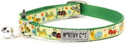 The Worthy Dog Bugs Cat Collar, Green, 9 to 11-in neck, 1/2-in wide