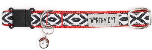 Show full view: The Worthy Dog Kilim Cat Collar, Black/White, 9 to 11-in neck, 1/2-in wide slide 3 of 4