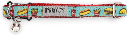 Show full view: The Worthy Dog Food Fest Cat Collar, Turquoise, 9 to 11-in neck, 1/2-in wide slide 2 of 4