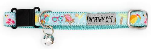 Show full view: The Worthy Dog Life's a Beach Cat Collar, Mint Green, 9 to 11-in neck, 1/2-in wide slide 2 of 3