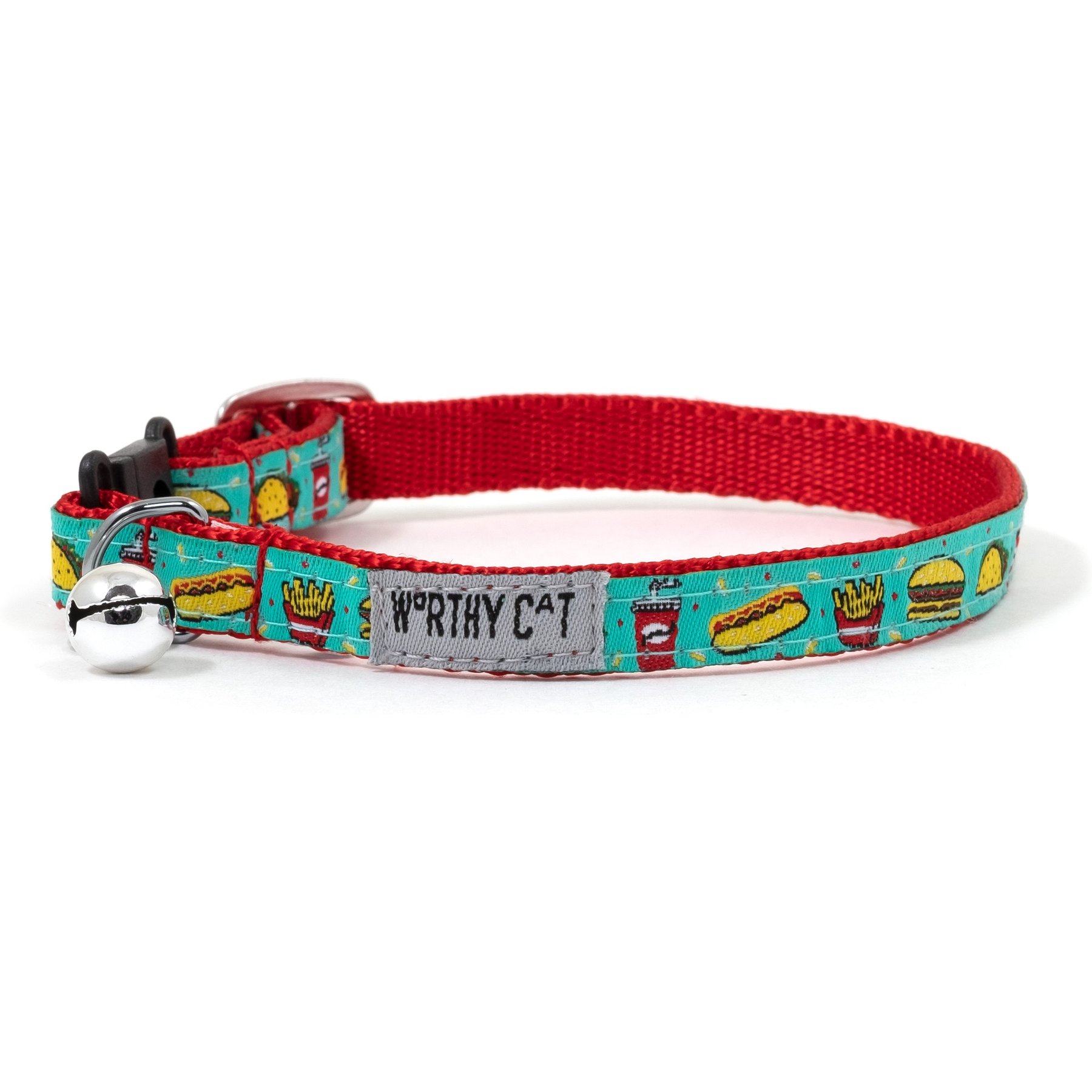 The Worthy Dog Food Fest Cat Collar, Turquoise, 9 to 11-in neck, 1/2-in wide