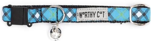 Show full view: The Worthy Dog Bias Plaid Cat Collar, Blue, 9 to 11-in neck, 1/2-in wide slide 2 of 3