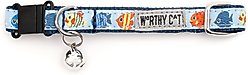 The Worthy Dog Fishy Cat Collar, Blue, 9 to 11-in neck, 1/2-in wide slide 2 of 3