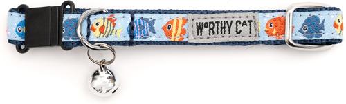 Show full view: The Worthy Dog Fishy Cat Collar, Blue, 9 to 11-in neck, 1/2-in wide slide 2 of 4