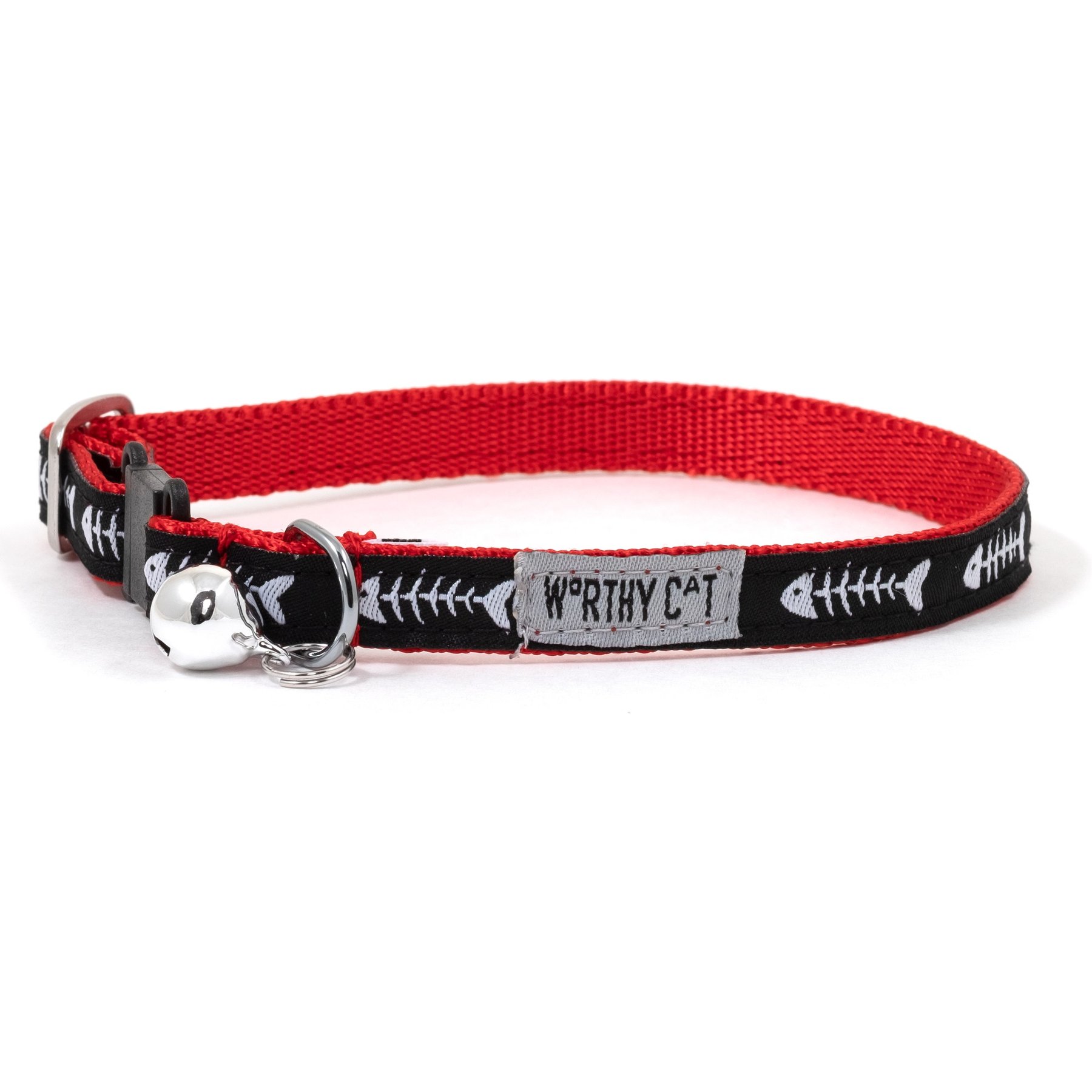 The Worthy Dog Dinner Cat Collar, Red, 9 to 11-in neck, 1/2-in wide