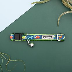 The Worthy Dog Dino Cat Collar, Navy, 9 to 11-in neck, 1/2-in wide slide 2 of 4