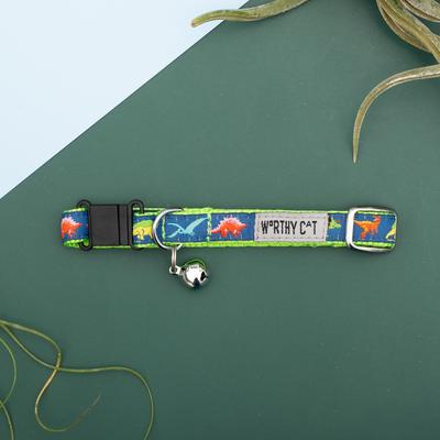 Show full view: The Worthy Dog Dino Cat Collar, Navy, 9 to 11-in neck, 1/2-in wide slide 4 of 4