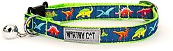 The Worthy Dog Dino Cat Collar, Navy, 9 to 11-in neck, 1/2-in wide