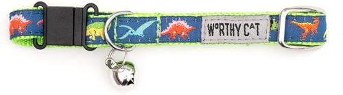 Show full view: The Worthy Dog Dino Cat Collar, Navy, 9 to 11-in neck, 1/2-in wide slide 2 of 4