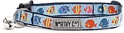 The Worthy Dog Fishy Cat Collar, Blue, 9 to 11-in neck, 1/2-in wide