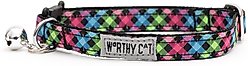 The Worthy Dog Carnival Check Cat Collar, Multicolored, 9 to 11-in neck, 1/2-in wide