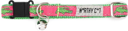 Show full view: The Worthy Dog Alligators Cat Collar, Pink, 9 to 11-in neck, 1/2-in wide slide 2 of 3