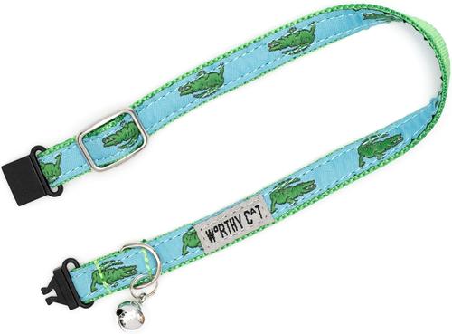 Show full view: The Worthy Dog Alligators Cat Collar, Blue, 9 to 11-in neck, 1/2-in wide slide 3 of 3