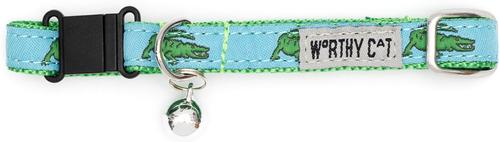 Show full view: The Worthy Dog Alligators Cat Collar, Blue, 9 to 11-in neck, 1/2-in wide slide 2 of 3