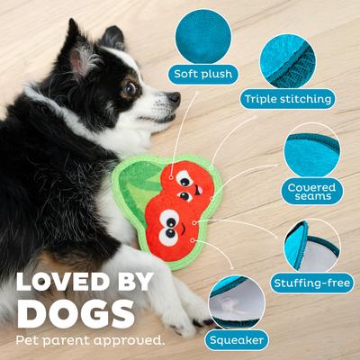 Show full view: Outward Hound Tough Skinz Durable Squeaky Dog Toy with Two Tough Layers, Cherries, Red, Small slide 4 of 9