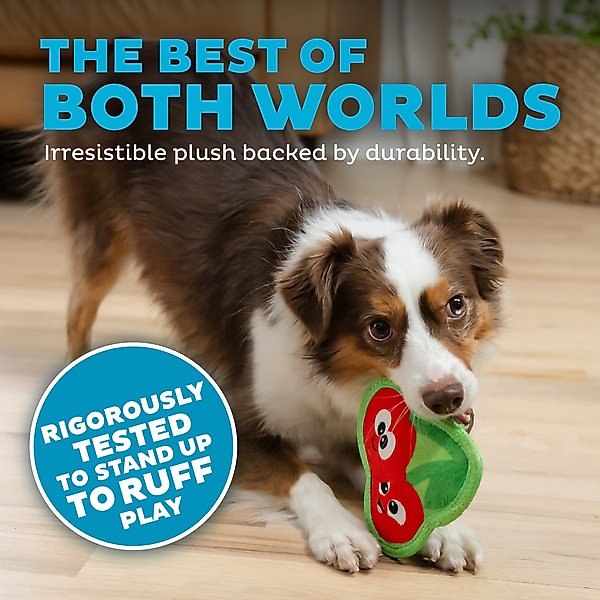 Show full view: Outward Hound Tough Skinz Durable Squeaky Dog Toy with Two Tough Layers, Cherries, Red, Small slide 3 of 9