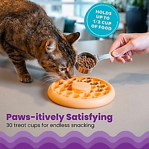 Catstages Non-Skid Slow Feeder Cat Bowl, Orange, 0.5-cup