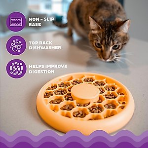 Catstages Non-Skid Slow Feeder Cat Bowl, Orange, 0.5-cup
