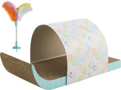 Catstages Cat Scratcher with Feather Spring Toy & Removable Tunnel Cat Toy