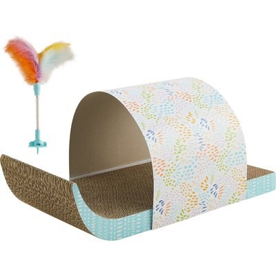 Catstages Catstages Cat Scratcher with Feather Spring Toy & Removable Tunnel Cat Toy