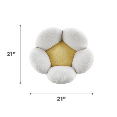 Show full view: Catstages Indoor Purrfect Petals Washable Flower Shaped Round Bolster Plush Cat Bed, White slide 8 of 11