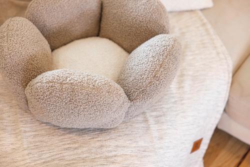 Show full view: Catstages Indoor Purrfect Petals Washable Flower Shaped Round Bolster Plush Cat Bed, Tan slide 10 of 12