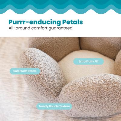 Show full view: Catstages Indoor Purrfect Petals Washable Flower Shaped Round Bolster Plush Cat Bed, Tan slide 5 of 12