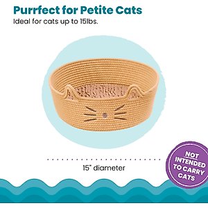 Catstages Retreat 2-in-1 Bolster with Removable Cover, Cushion, Plush & Cotton Rope Cat Bed, Tan