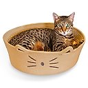 Catstages Retreat 2-in-1 Bolster with Removable Cover, Cushion, Plush & Cotton Rope Cat Bed, Tan