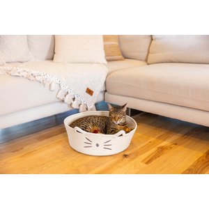 Catstages Retreat 2-in-1 Bolster with Removable Cover, Cushion, Plush & Cotton Rope Cat Bed, White