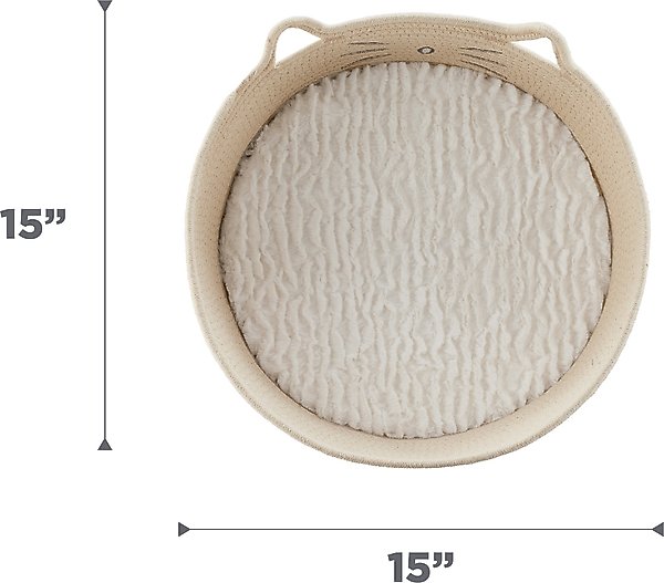 Show full view: Catstages Retreat 2-in-1 Bolster with Removable Cover, Cushion, Plush & Cotton Rope Cat Bed, White slide 8 of 11