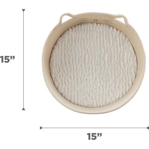 Catstages Retreat 2-in-1 Bolster with Removable Cover, Cushion, Plush & Cotton Rope Cat Bed, White