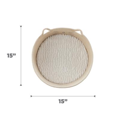 Show full view: Catstages Retreat 2-in-1 Bolster with Removable Cover, Cushion, Plush & Cotton Rope Cat Bed, White slide 8 of 11