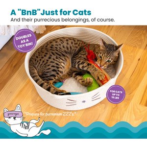Catstages Retreat 2-in-1 Bolster with Removable Cover, Cushion, Plush & Cotton Rope Cat Bed, White