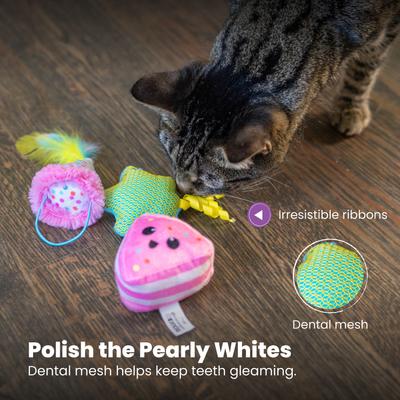 Show full view: Catstages Happy Purrthday Birthday Themed Blend Cat Plush Toy with Catnip, 3 count, Multicolor slide 6 of 10