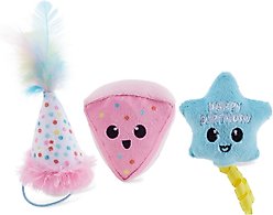 Catstages Happy Purrthday Birthday Themed Blend Cat Plush Toy with Catnip, 3 count, Multicolor