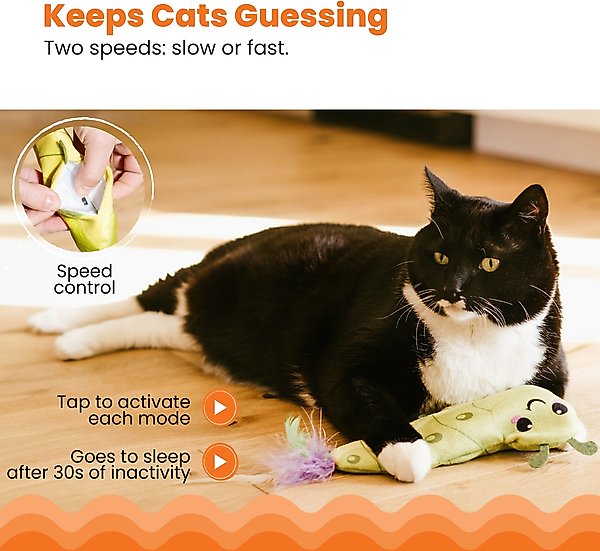 Show full view: Catstages Wiggle Worm Electronic Flopping Cat Toy, Green slide 4 of 10